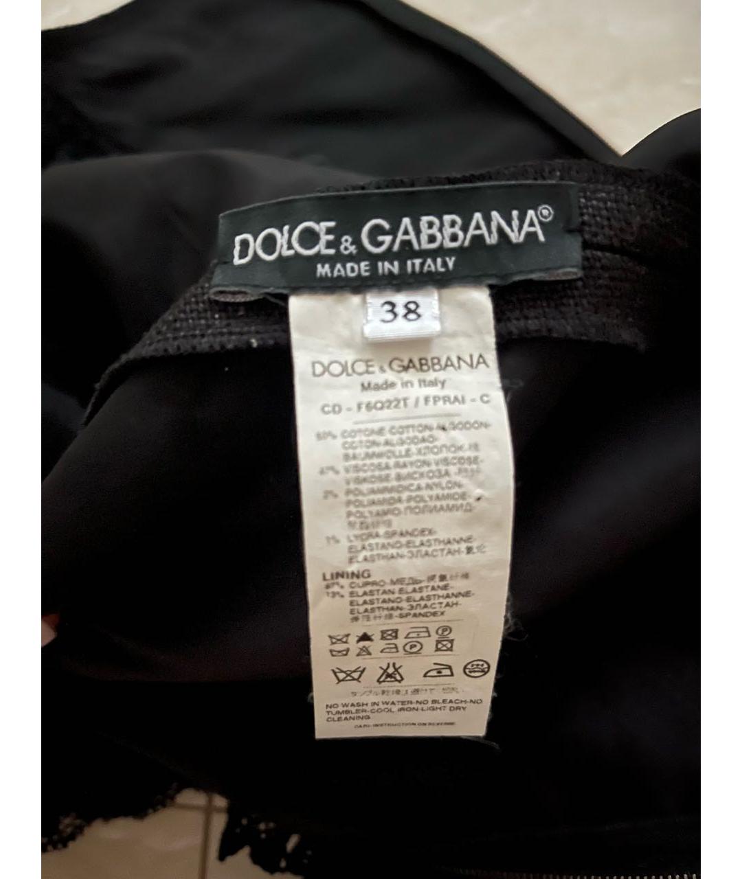 DOLCE&GABBANA Черное хлопковое повседневное платье, фото 3