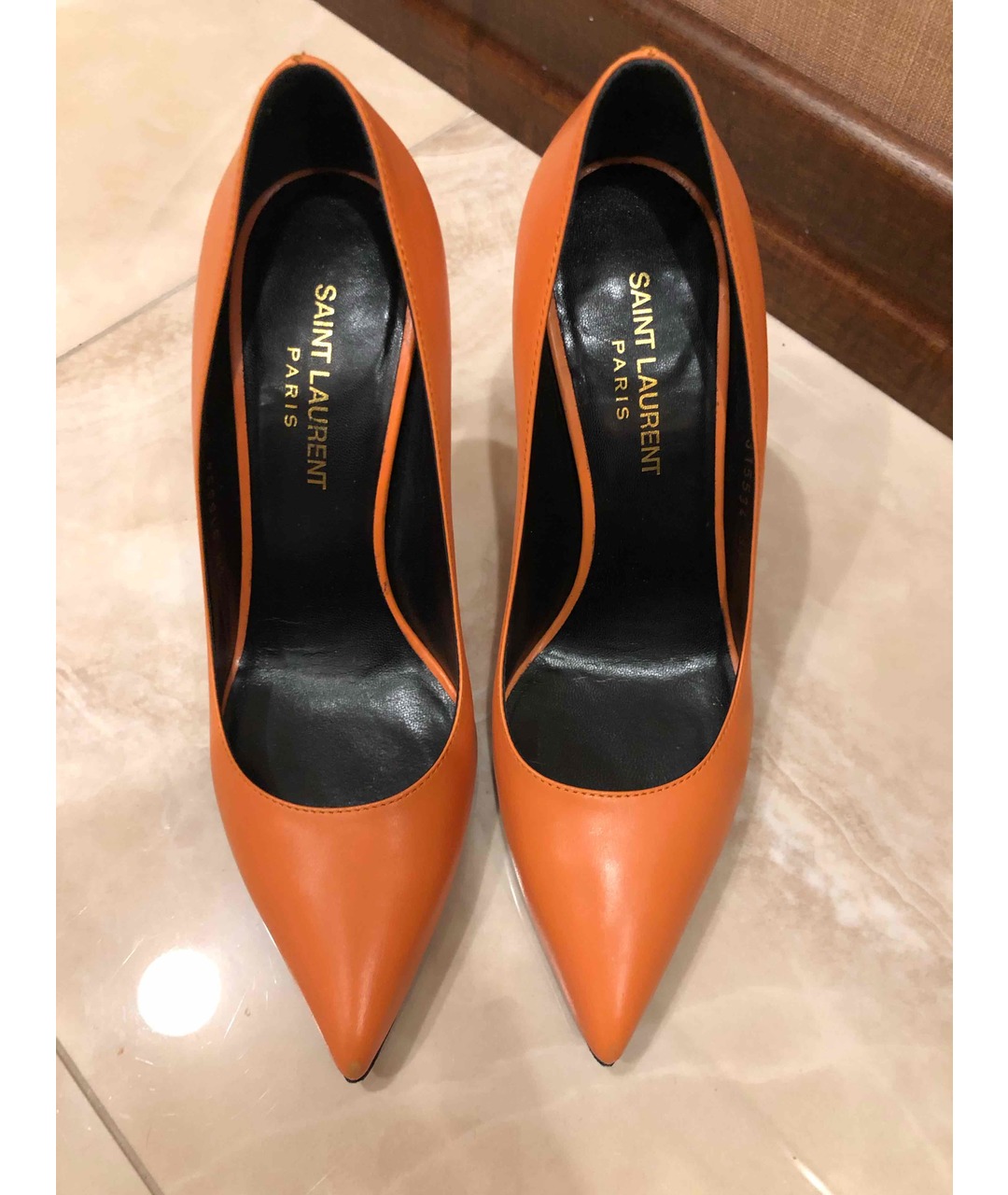SAINT LAURENT Оранжевое кожаные туфли, фото 5