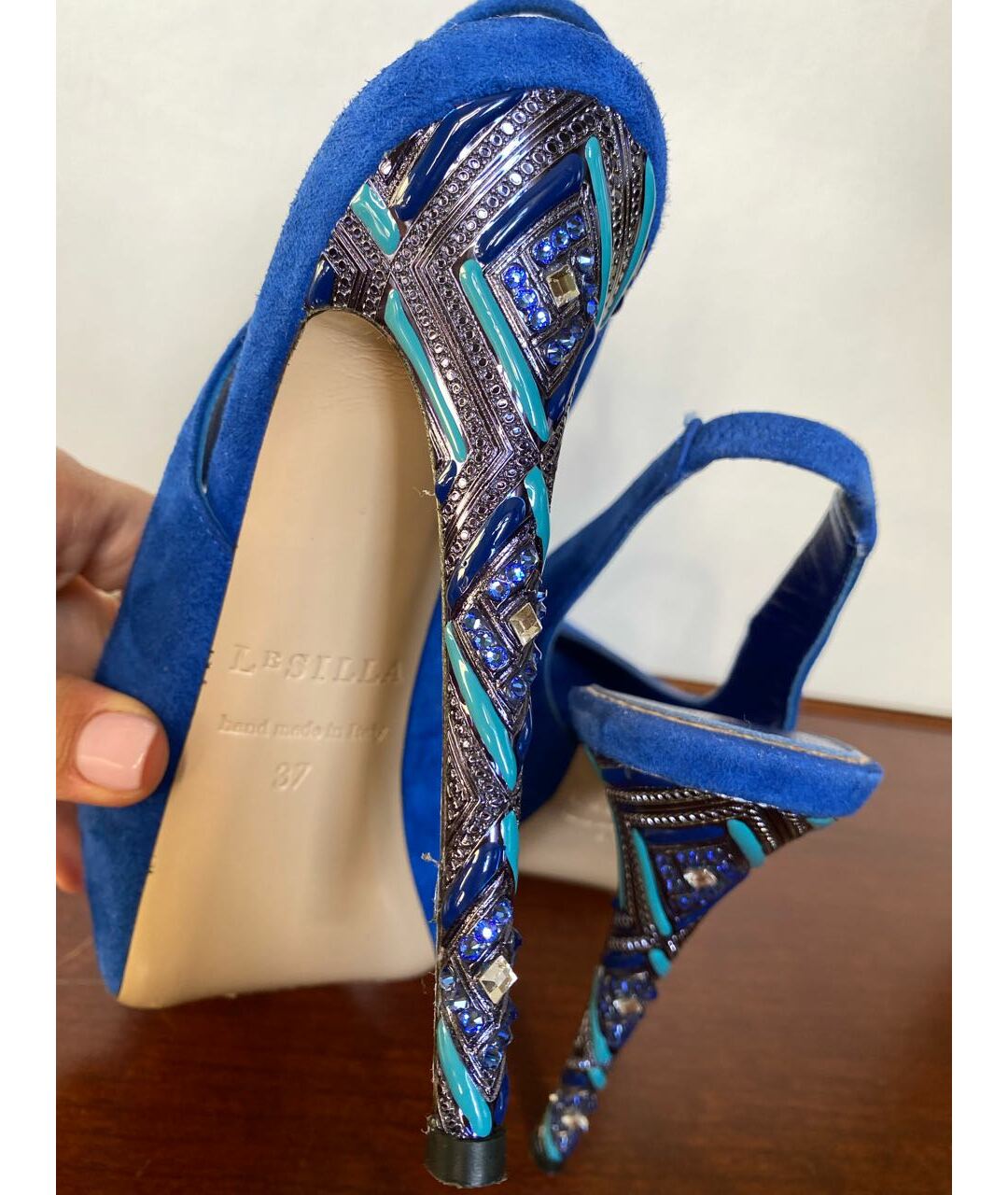 LE SILLA Синие замшевые туфли, фото 8