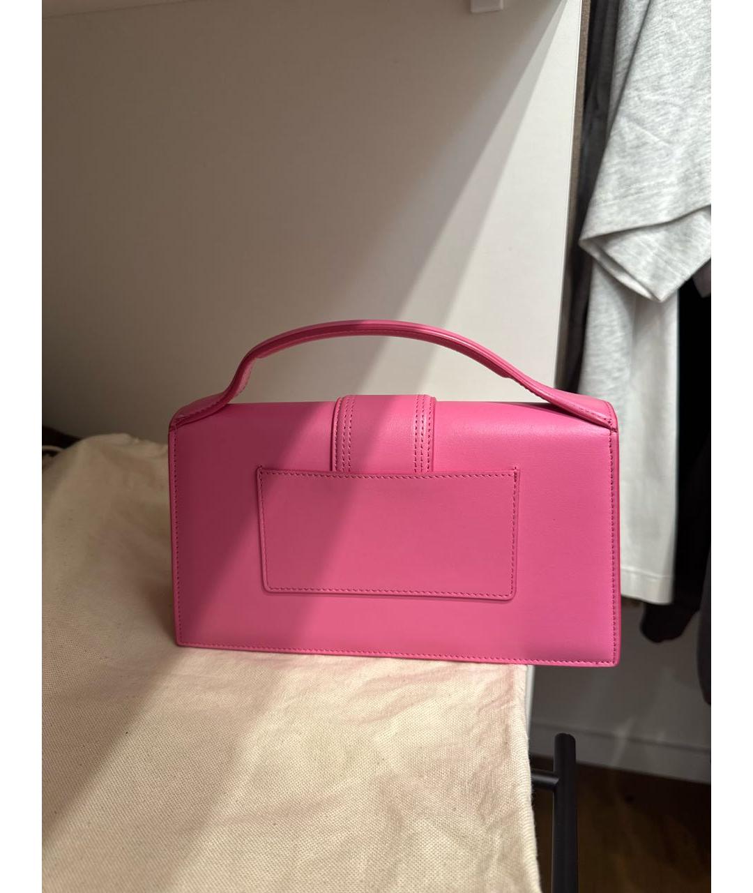 JACQUEMUS Розовая кожаная сумка с короткими ручками, фото 3