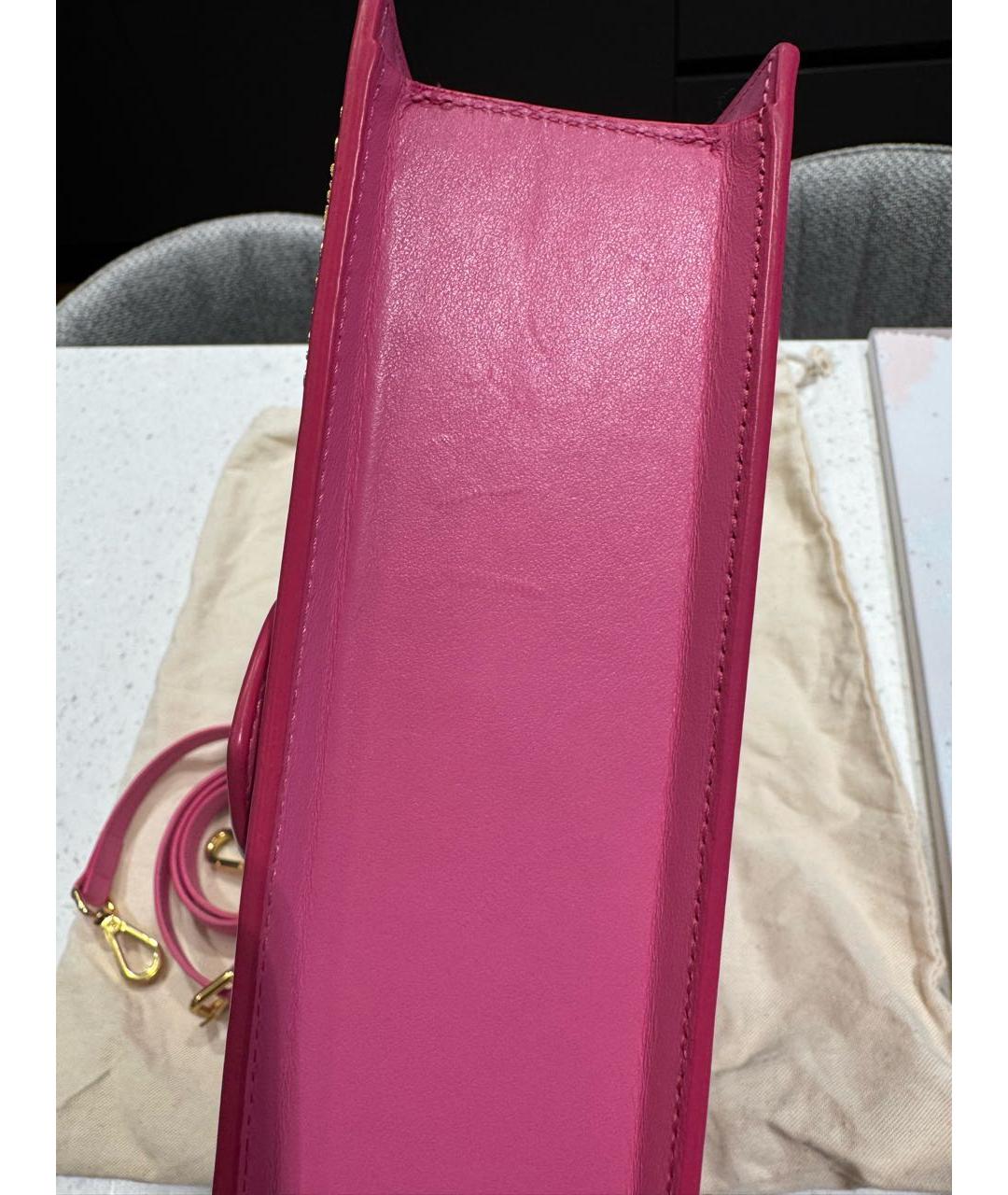 JACQUEMUS Розовая кожаная сумка с короткими ручками, фото 8