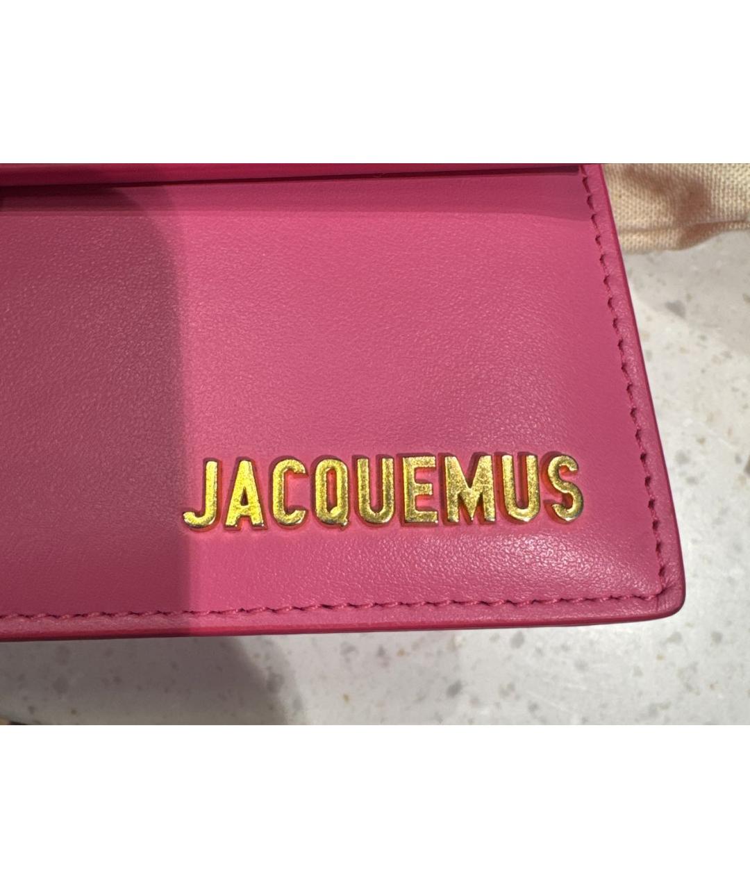 JACQUEMUS Розовая кожаная сумка с короткими ручками, фото 6