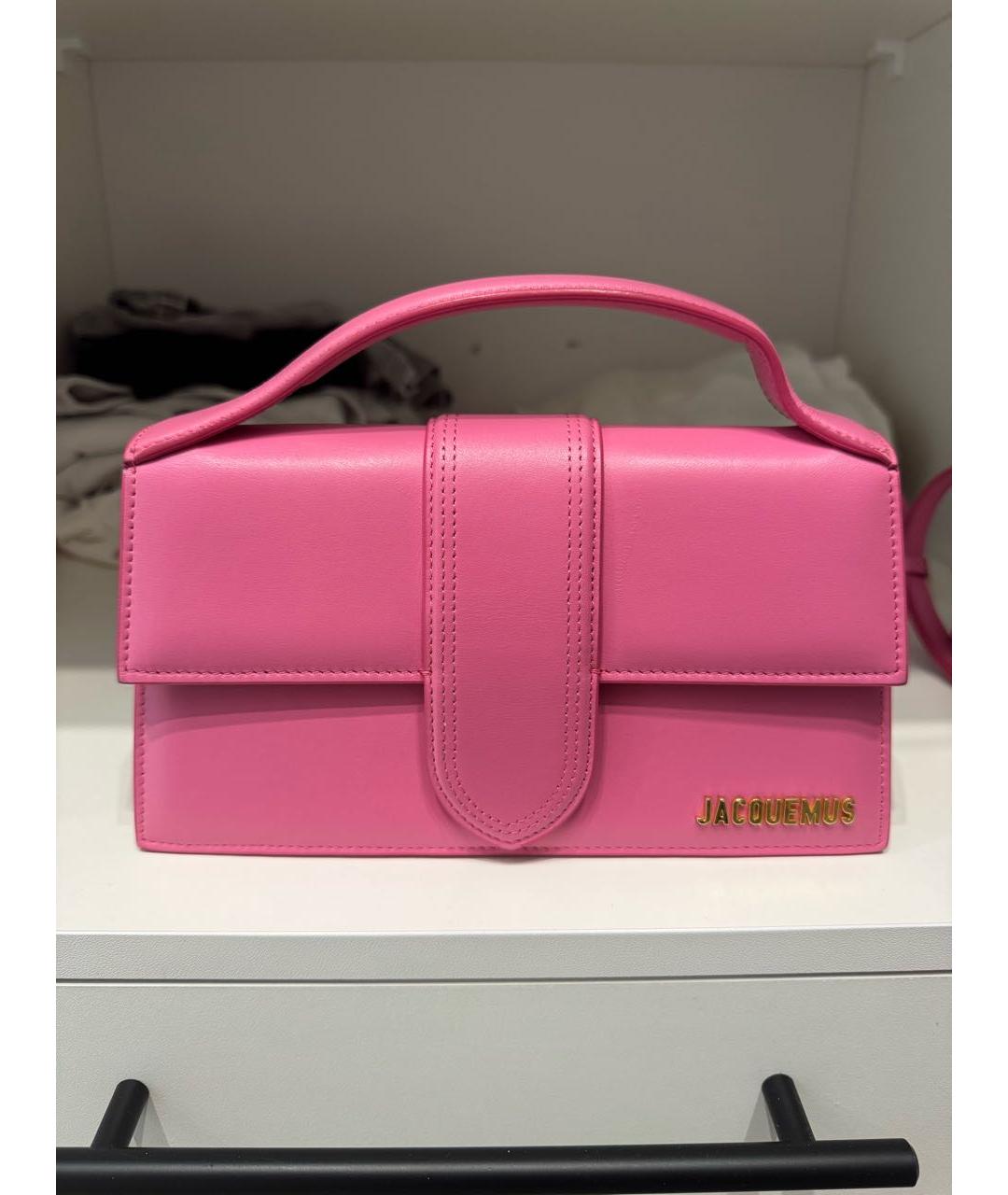 JACQUEMUS Розовая кожаная сумка с короткими ручками, фото 9