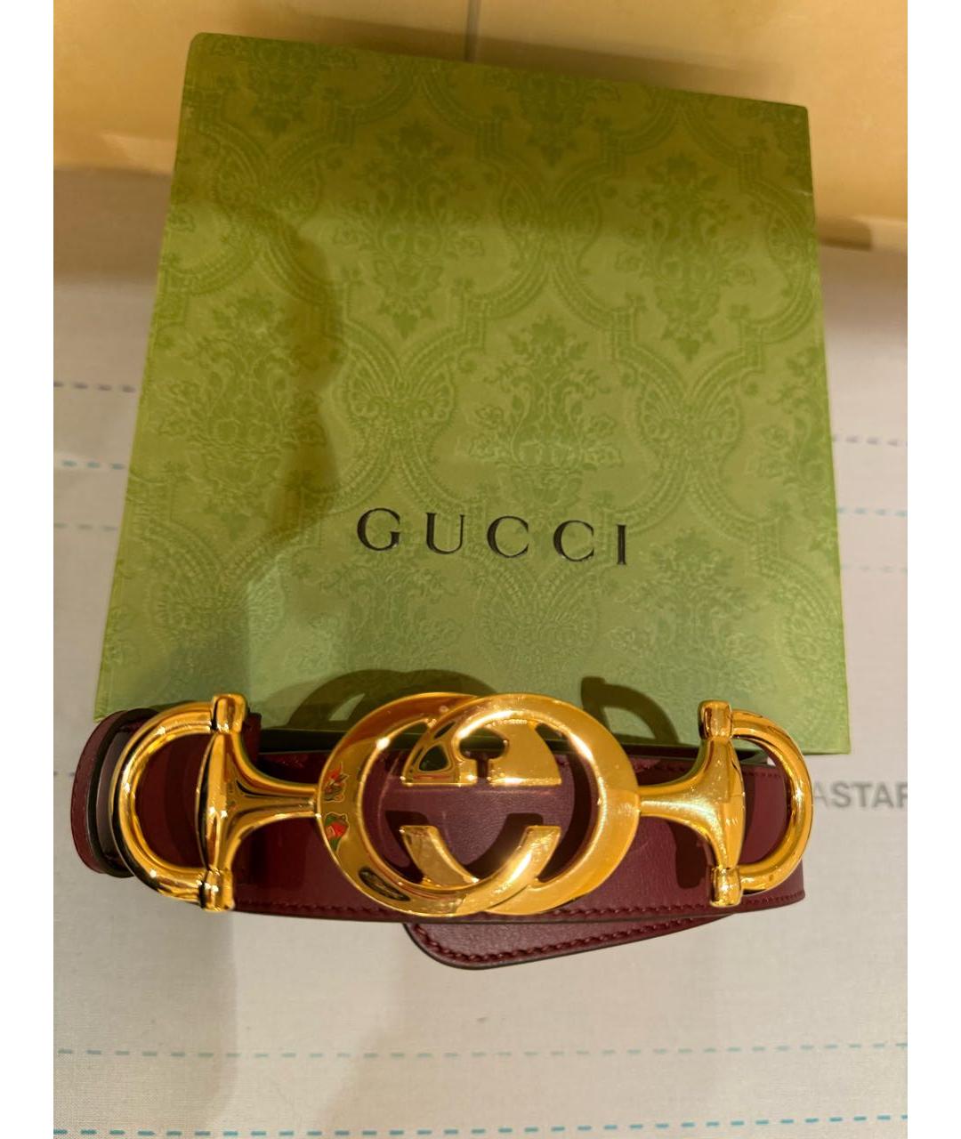 GUCCI Бордовый кожаный ремень, фото 2