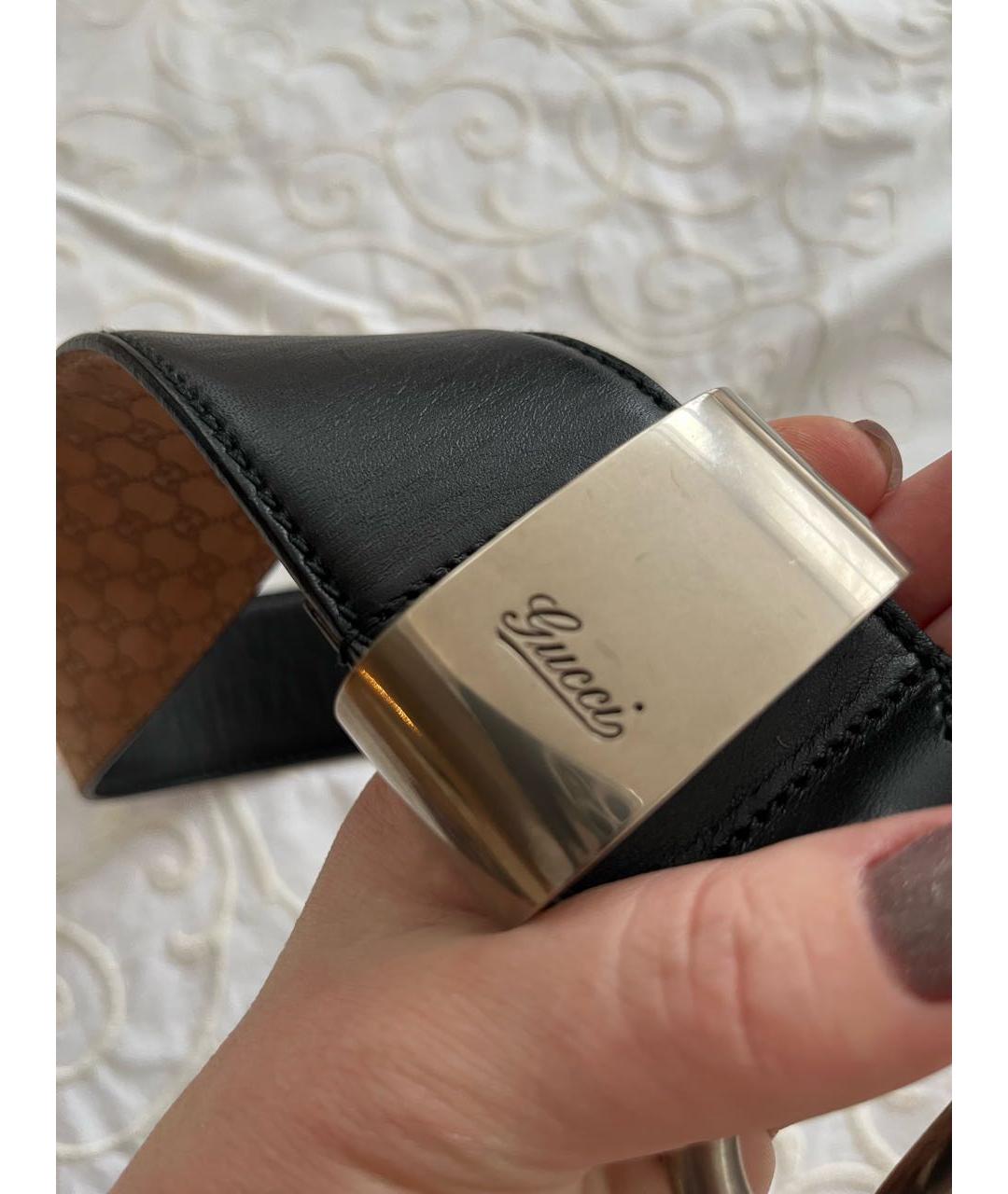 GUCCI Черный кожаный ремень, фото 2