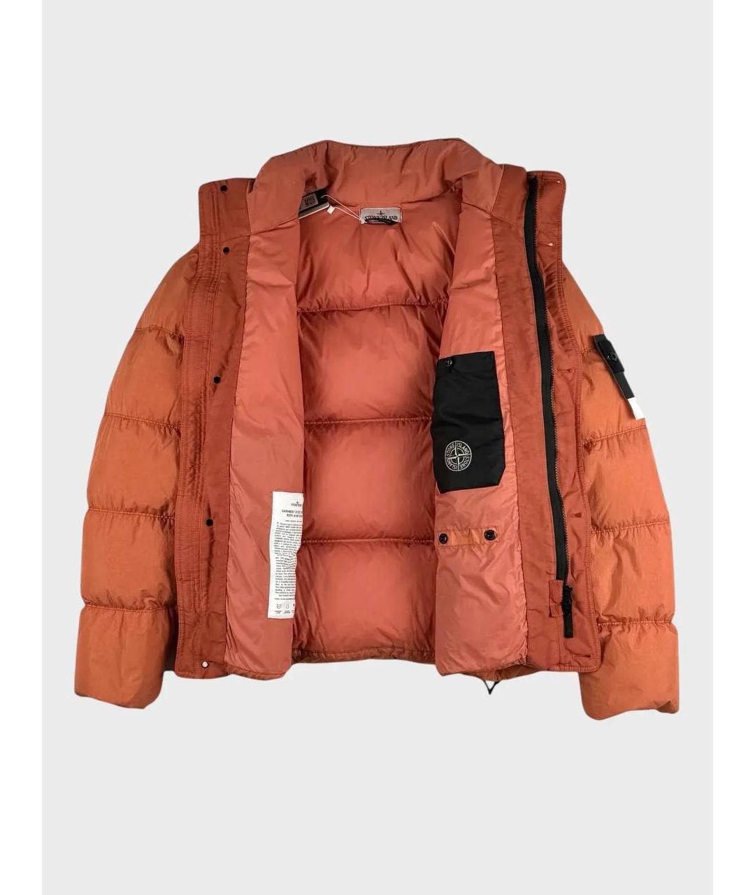 STONE ISLAND Оранжевый полиамидовый пуховик, фото 2