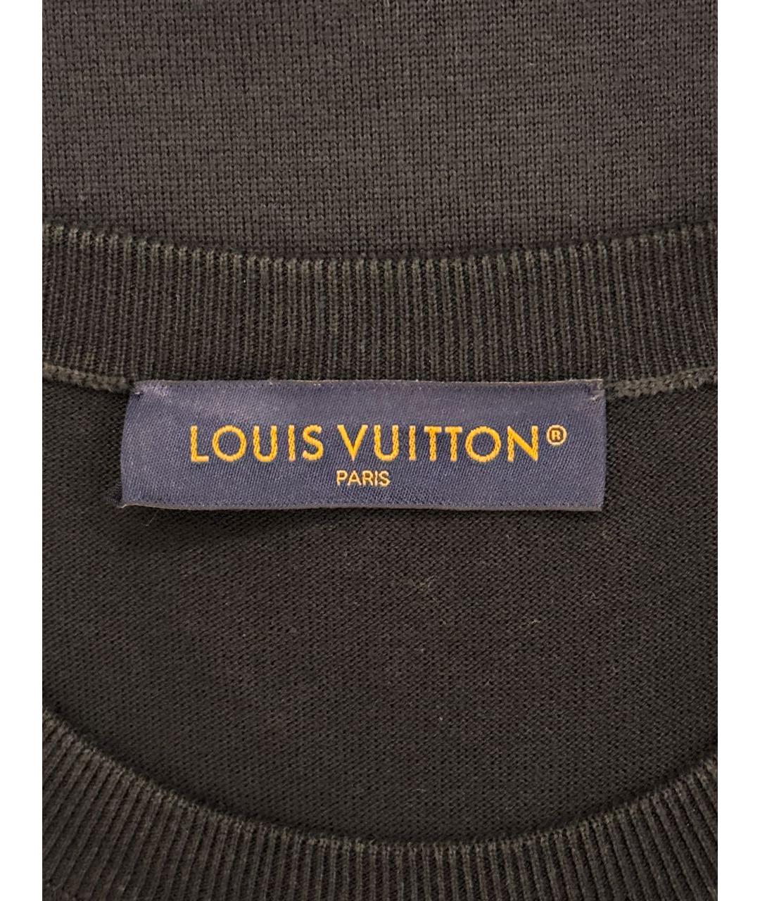 LOUIS VUITTON Черная хлопковая футболка, фото 4