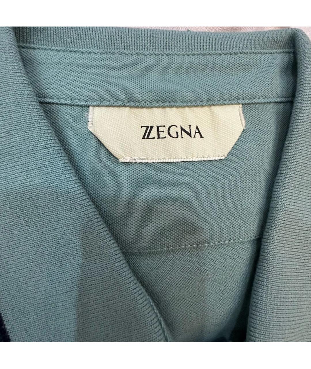 ERMENEGILDO ZEGNA Зеленые хлопко-эластановое поло с коротким рукавом, фото 5