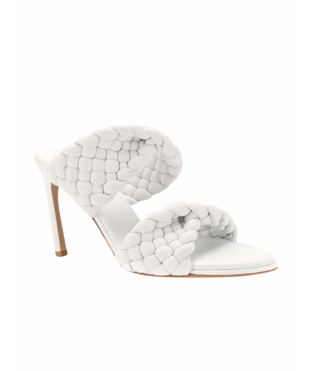 BOTTEGA VENETA Белые кожаные босоножки, фото 1