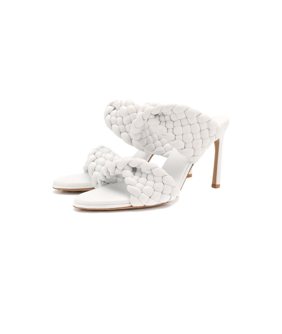 BOTTEGA VENETA Белые кожаные босоножки, фото 6