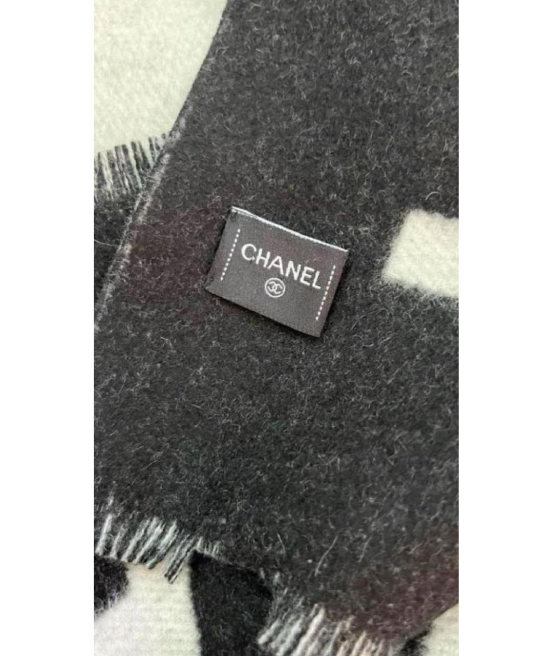 CHANEL Черный кашемировый шарф, фото 2