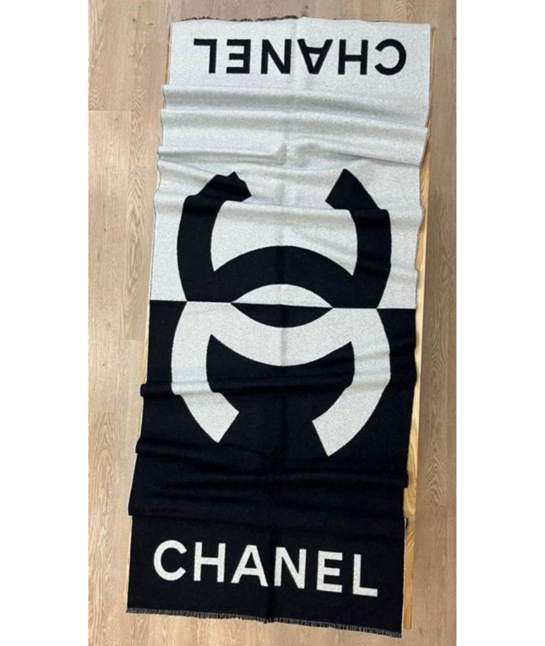 CHANEL Черный кашемировый шарф, фото 4