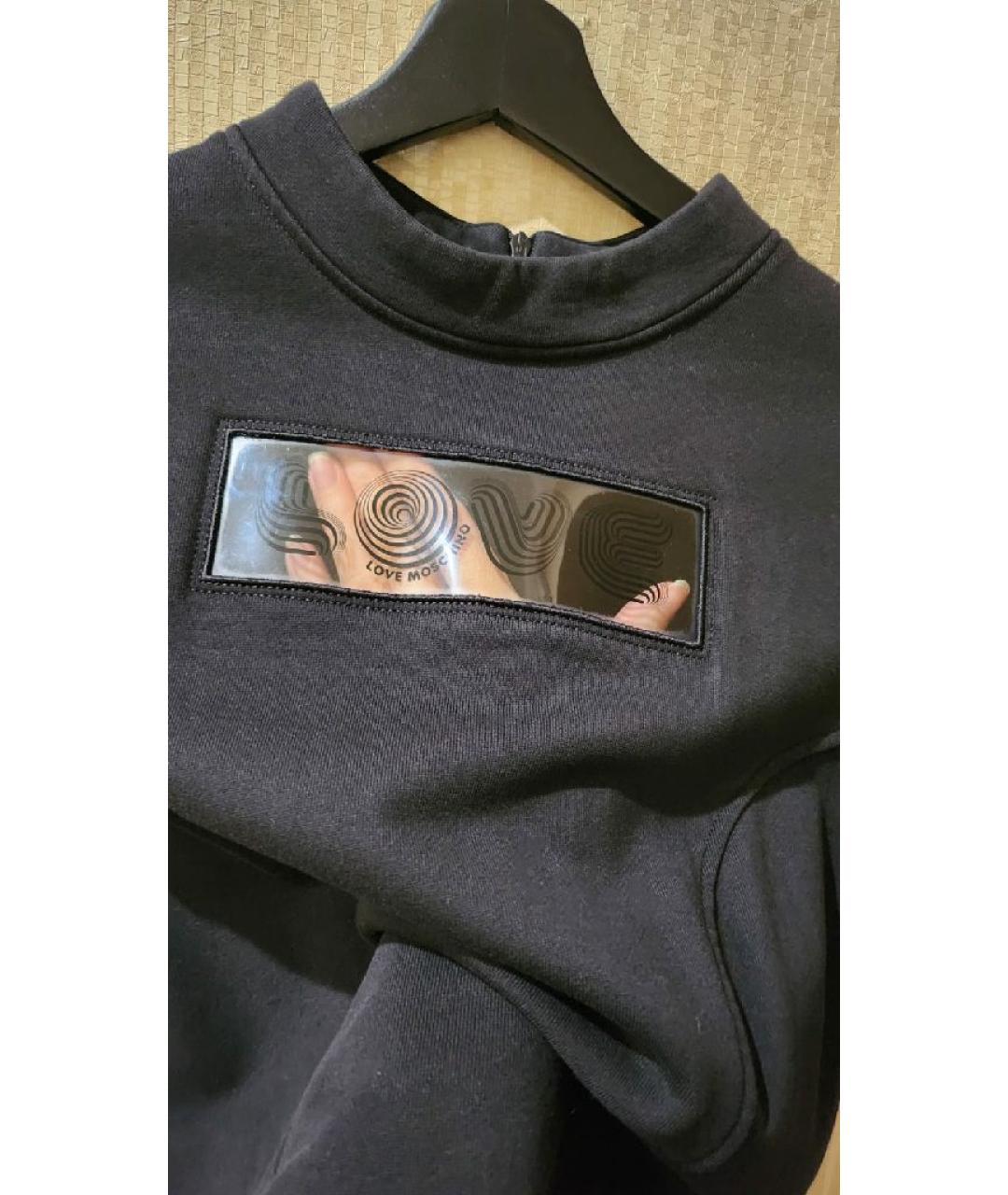 LOVE MOSCHINO Черное хлопковое повседневное платье, фото 5