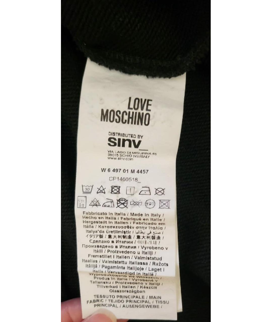 LOVE MOSCHINO Черное хлопковое повседневное платье, фото 7