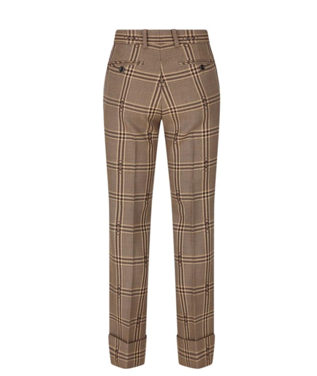 GUCCI Бежевые шерстяные прямые брюки, фото 2