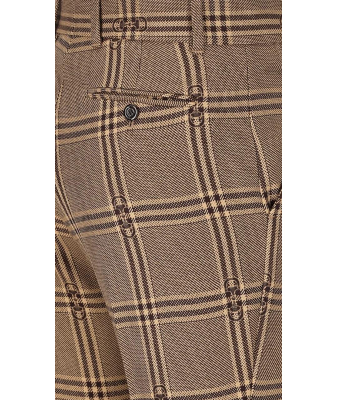 GUCCI Бежевые шерстяные прямые брюки, фото 3