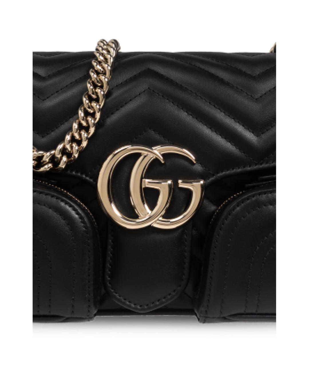 GUCCI Черная кожаная сумка тоут, фото 6