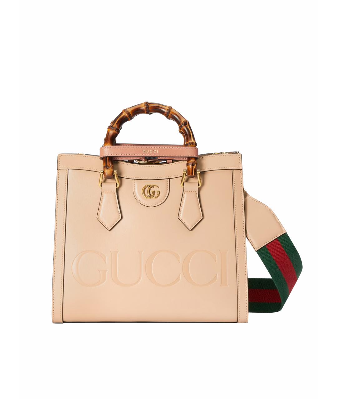 GUCCI Розовая кожаная сумка тоут, фото 1