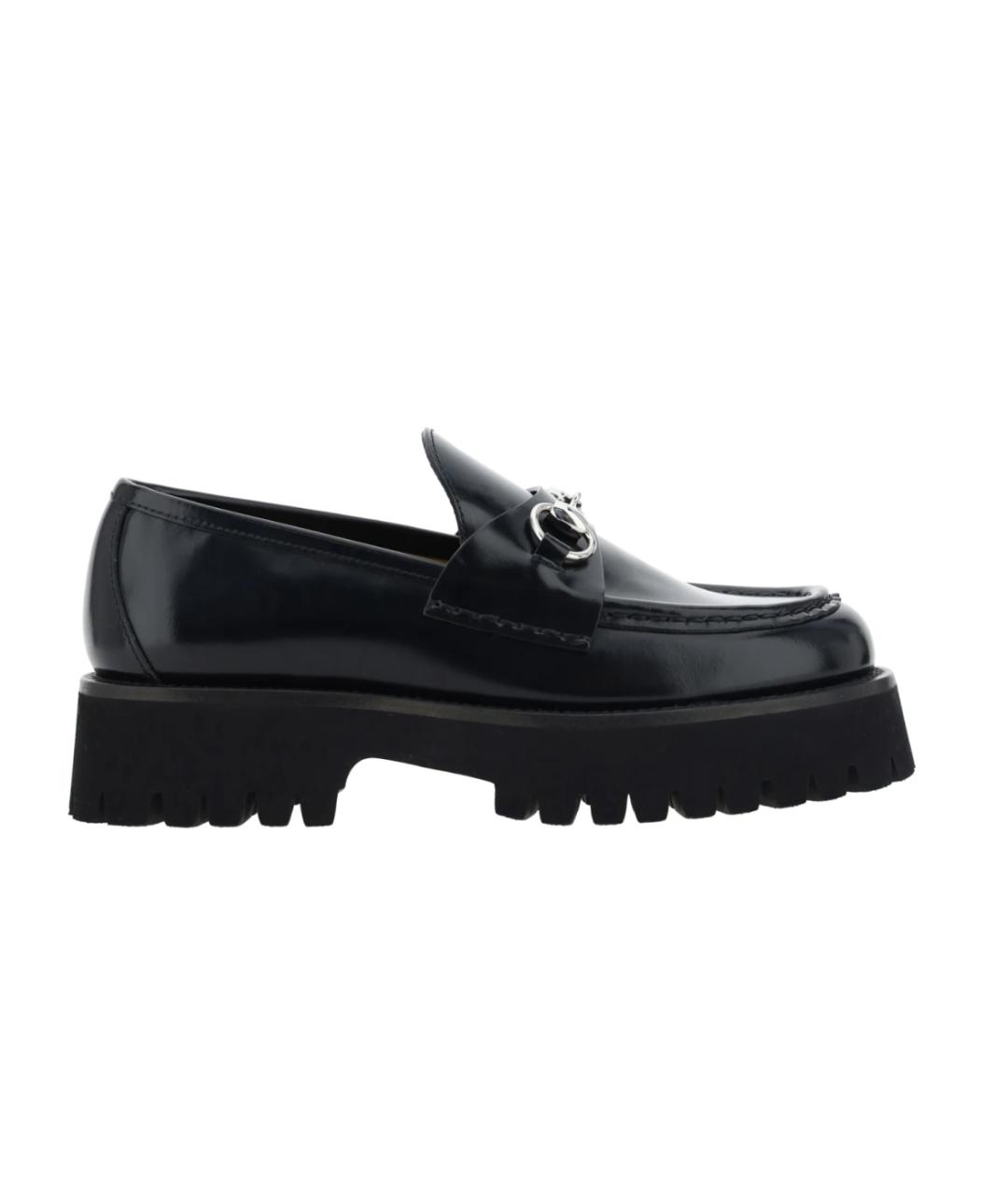 GUCCI Черные кожаные лоферы, фото 1