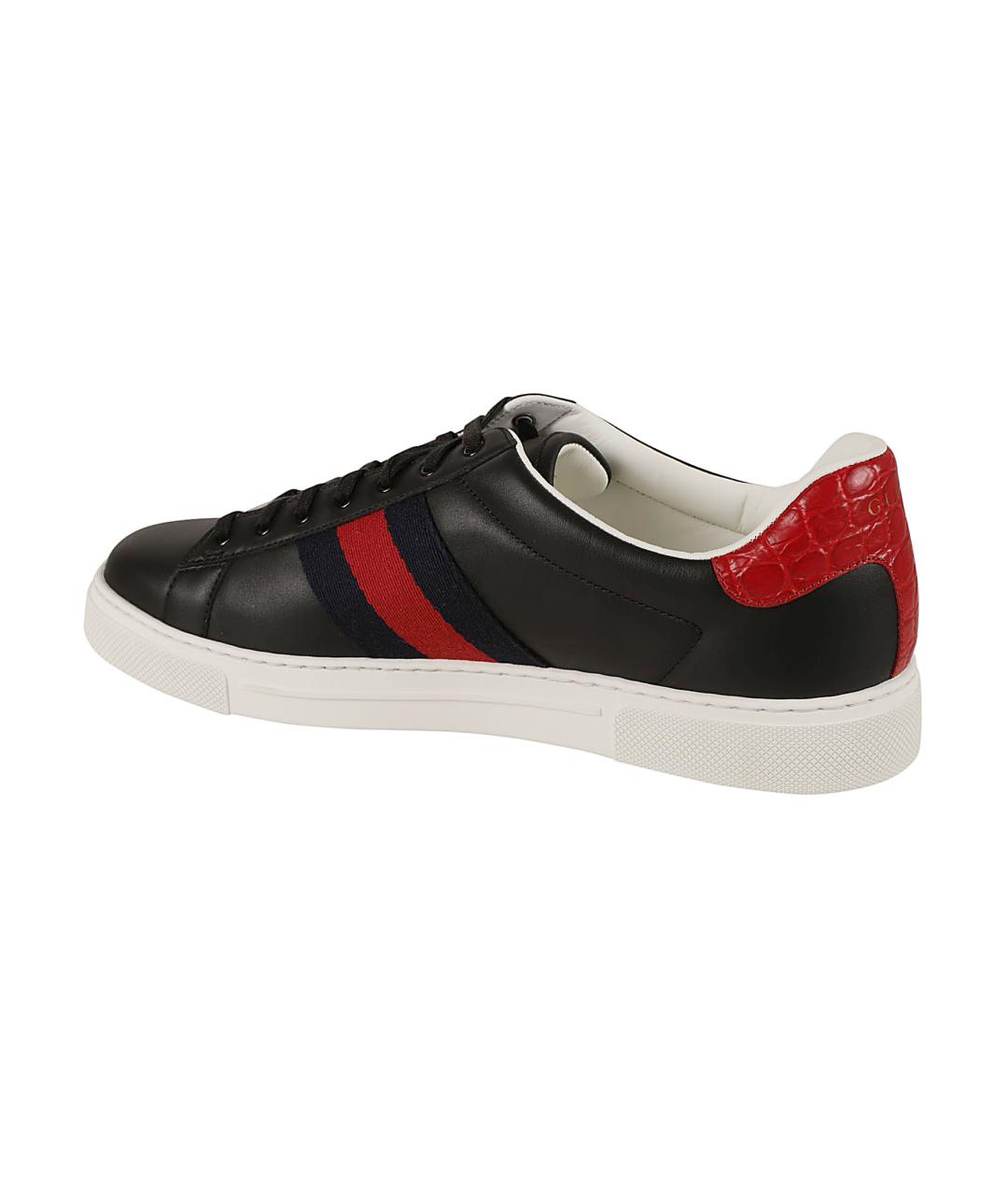 GUCCI Черные кожаные низкие кроссовки / кеды, фото 3