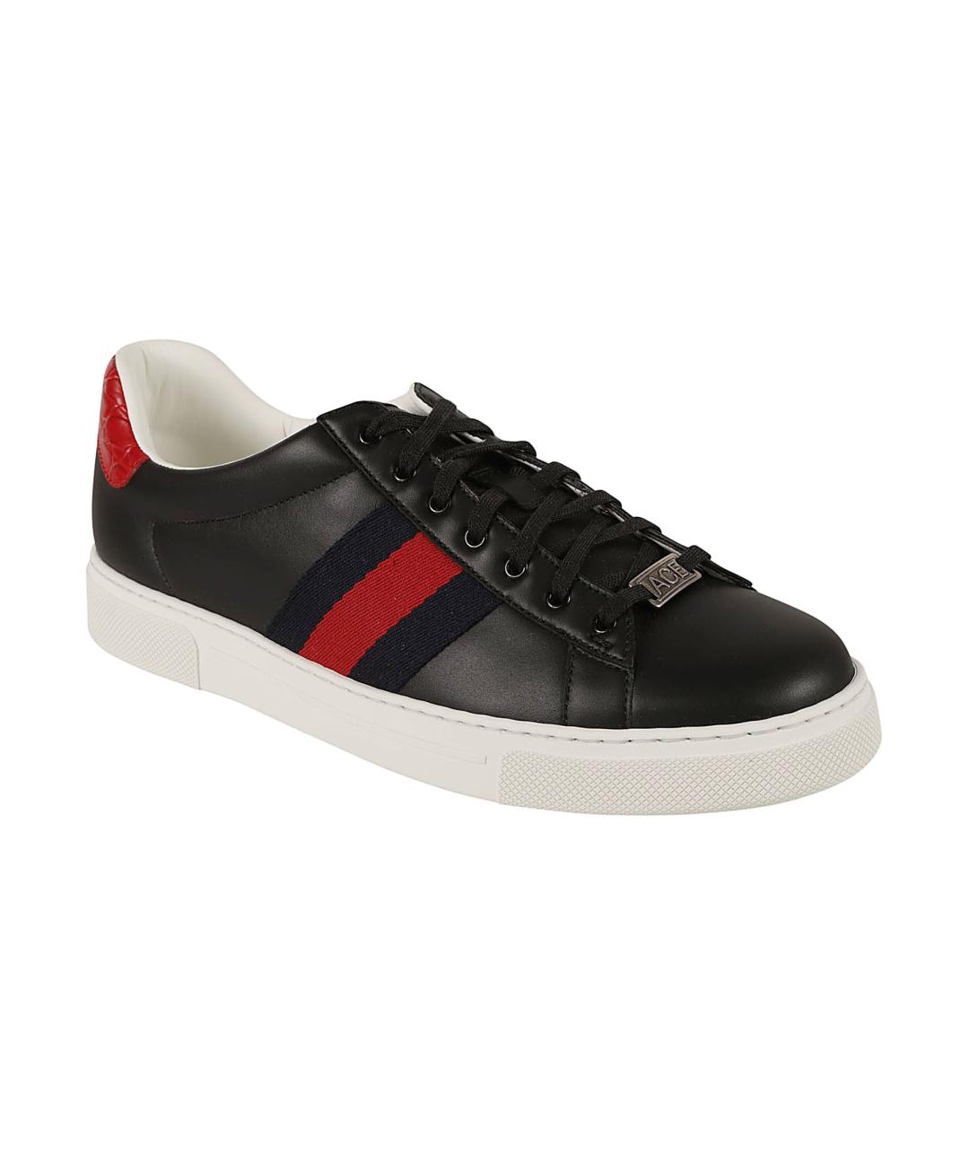 GUCCI Черные кожаные низкие кроссовки / кеды, фото 2