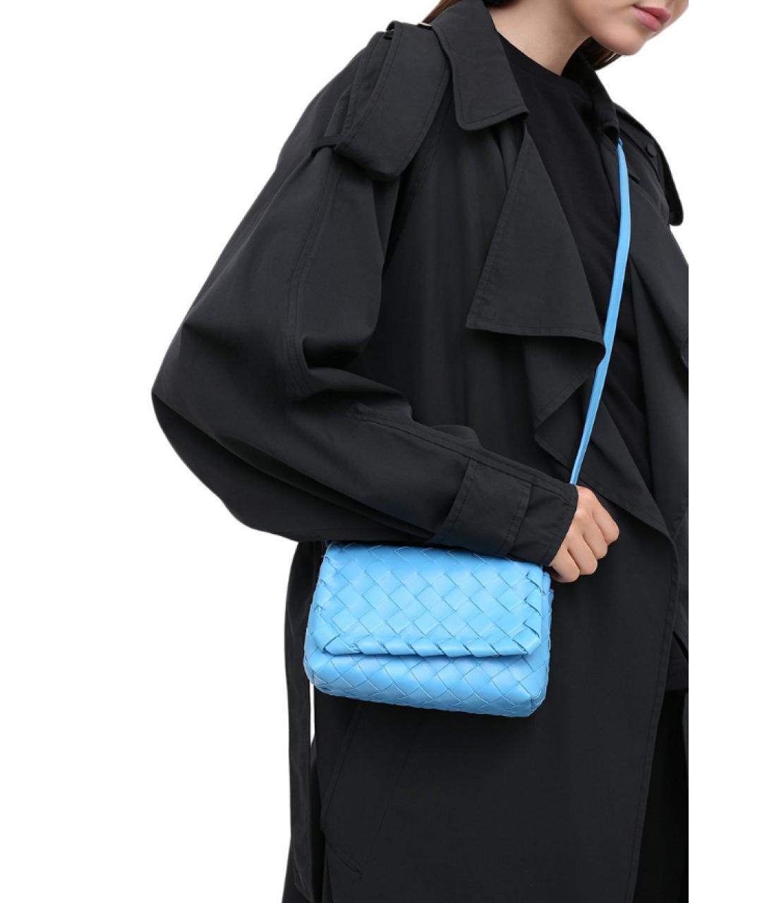 BOTTEGA VENETA Синяя кожаная сумка через плечо, фото 2