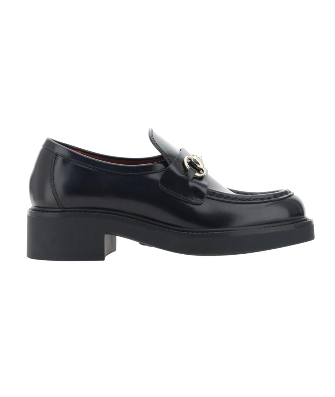 GUCCI Черные кожаные лоферы, фото 1