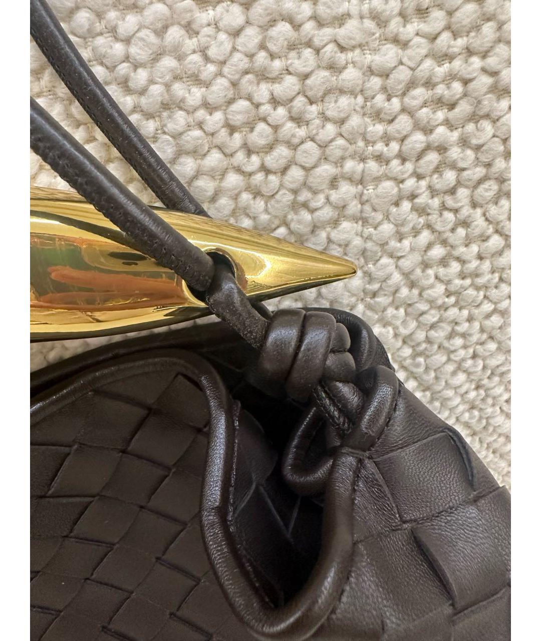BOTTEGA VENETA Коричневая кожаная сумка с короткими ручками, фото 5