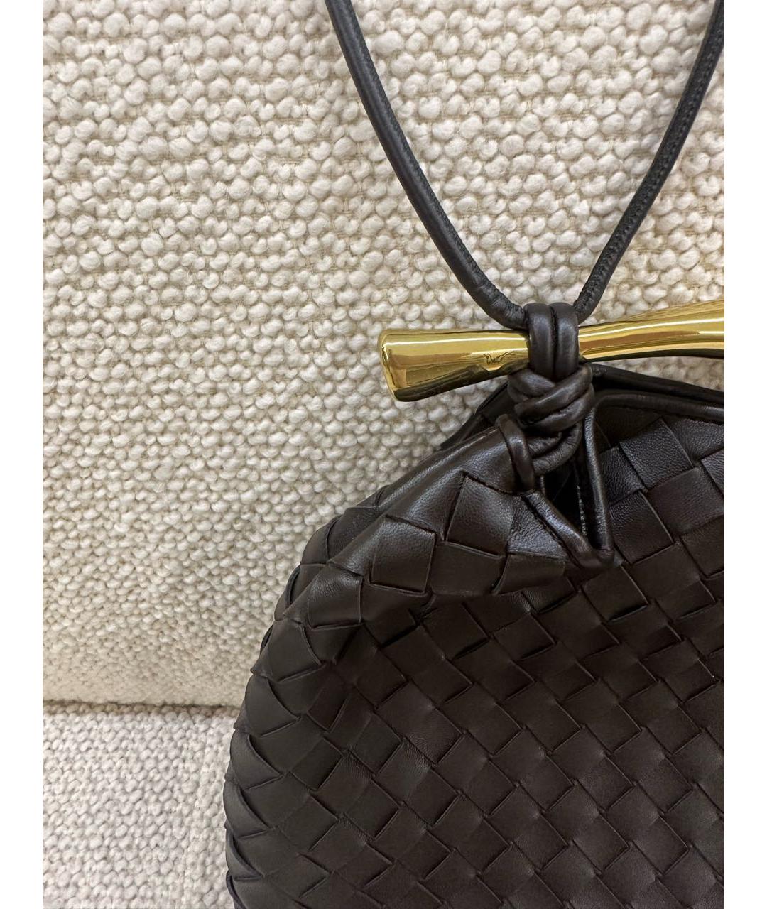 BOTTEGA VENETA Коричневая кожаная сумка с короткими ручками, фото 6