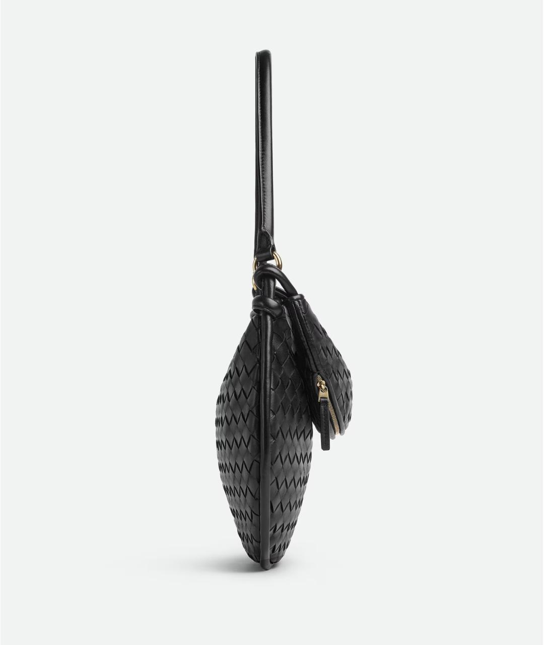 BOTTEGA VENETA Черная кожаная сумка через плечо, фото 4