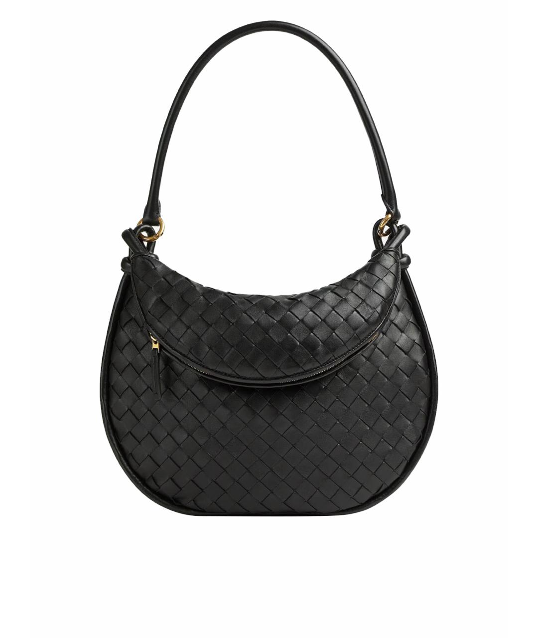 BOTTEGA VENETA Черная кожаная сумка через плечо, фото 1