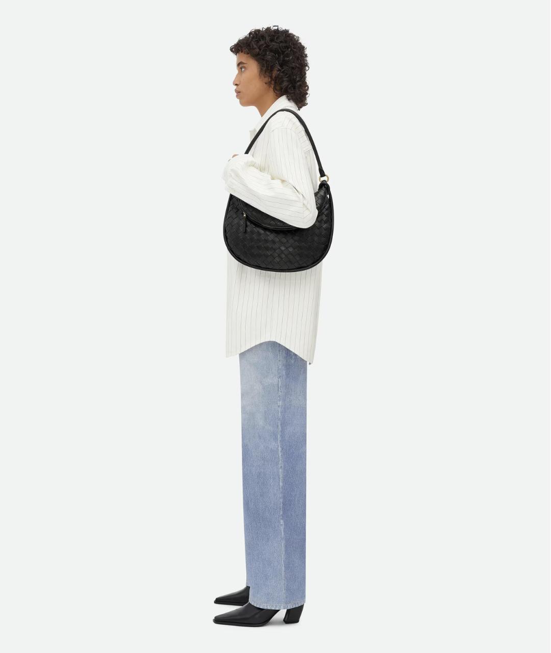 BOTTEGA VENETA Черная кожаная сумка через плечо, фото 6