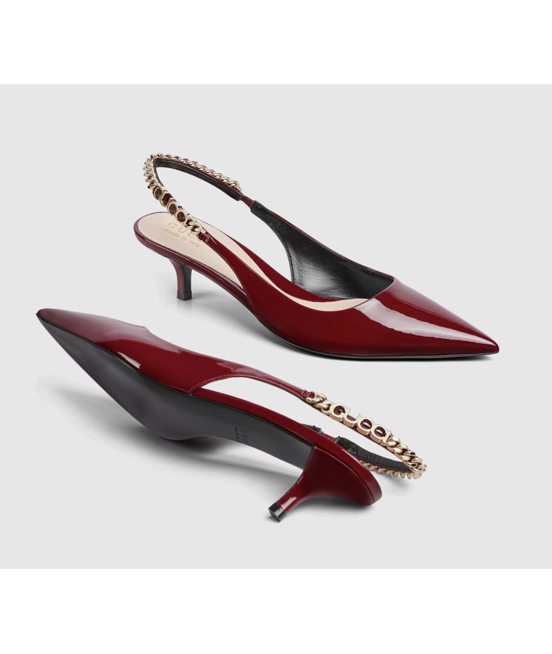 GUCCI Бордовые кожаные туфли, фото 3