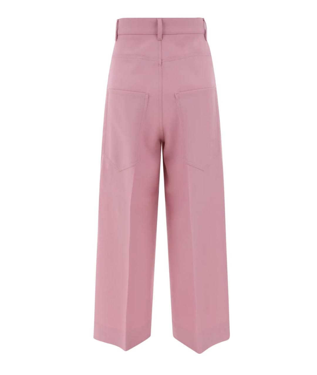 GUCCI Розовые шерстяные прямые брюки, фото 2