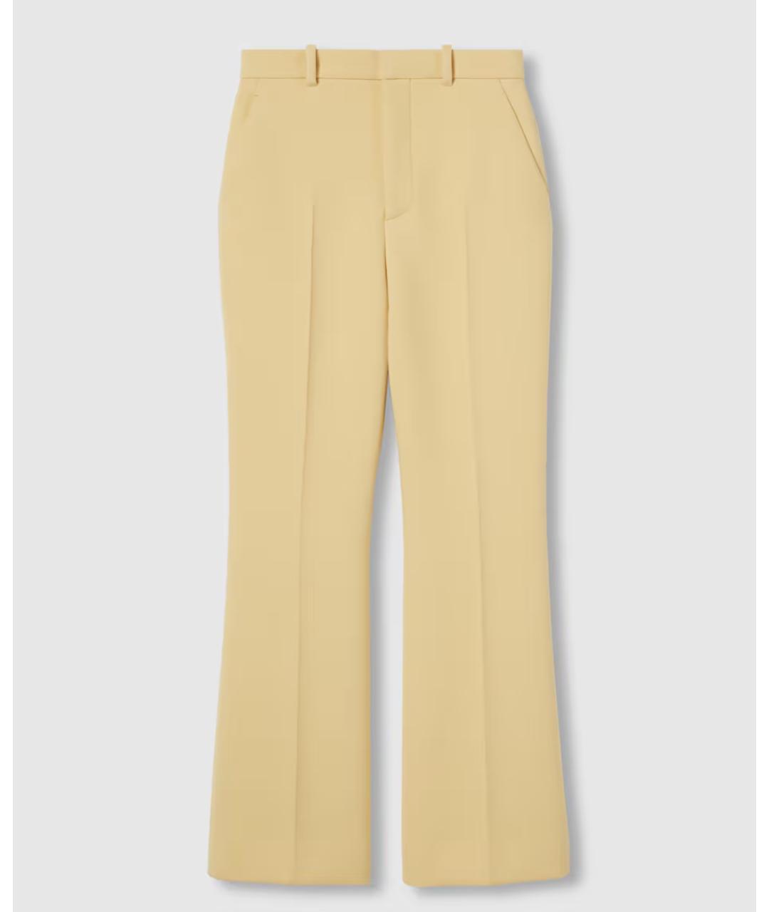 GUCCI Желтые шерстяные прямые брюки, фото 5