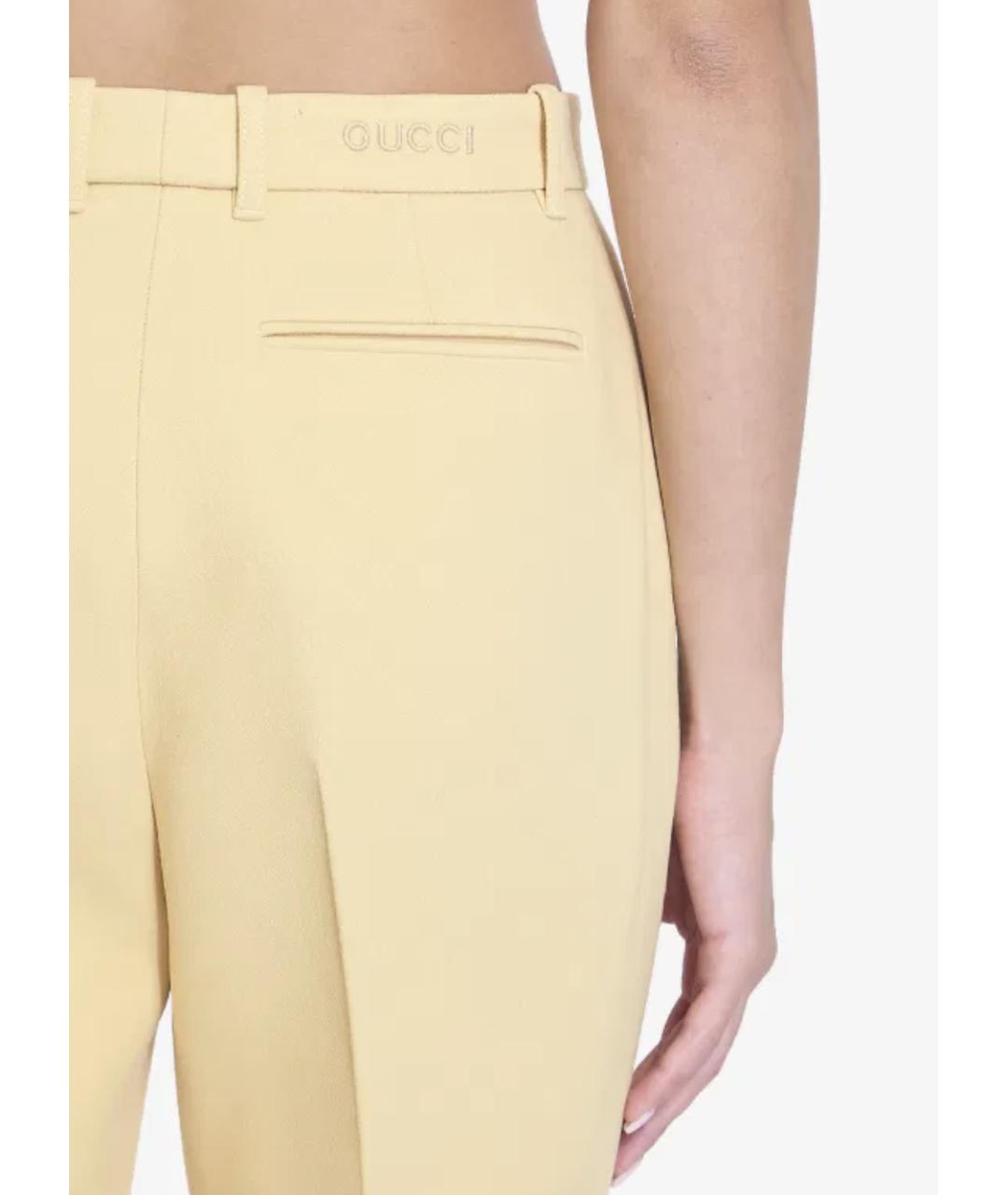 GUCCI Желтые шерстяные прямые брюки, фото 4