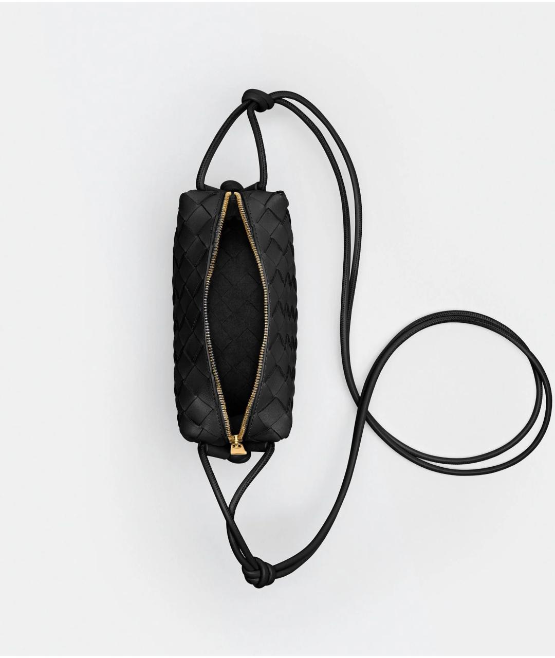 BOTTEGA VENETA Черная кожаная сумка через плечо, фото 3