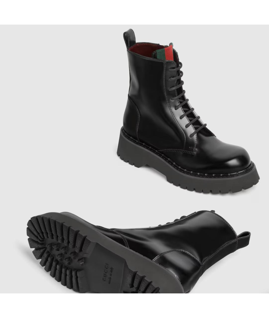 GUCCI Черные кожаные ботинки, фото 3