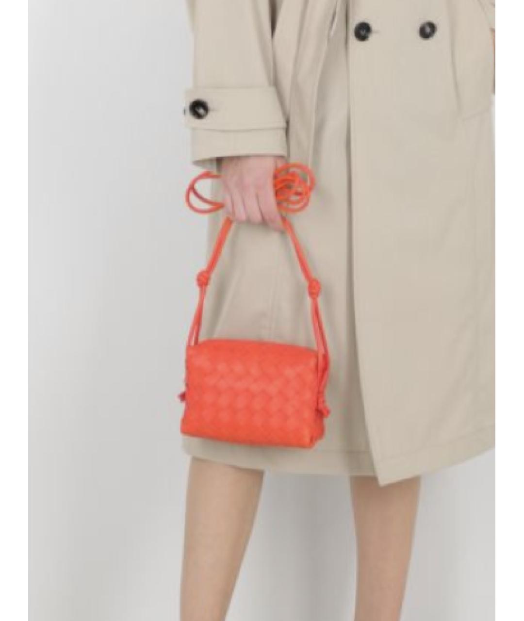 BOTTEGA VENETA Оранжевая кожаная сумка через плечо, фото 2