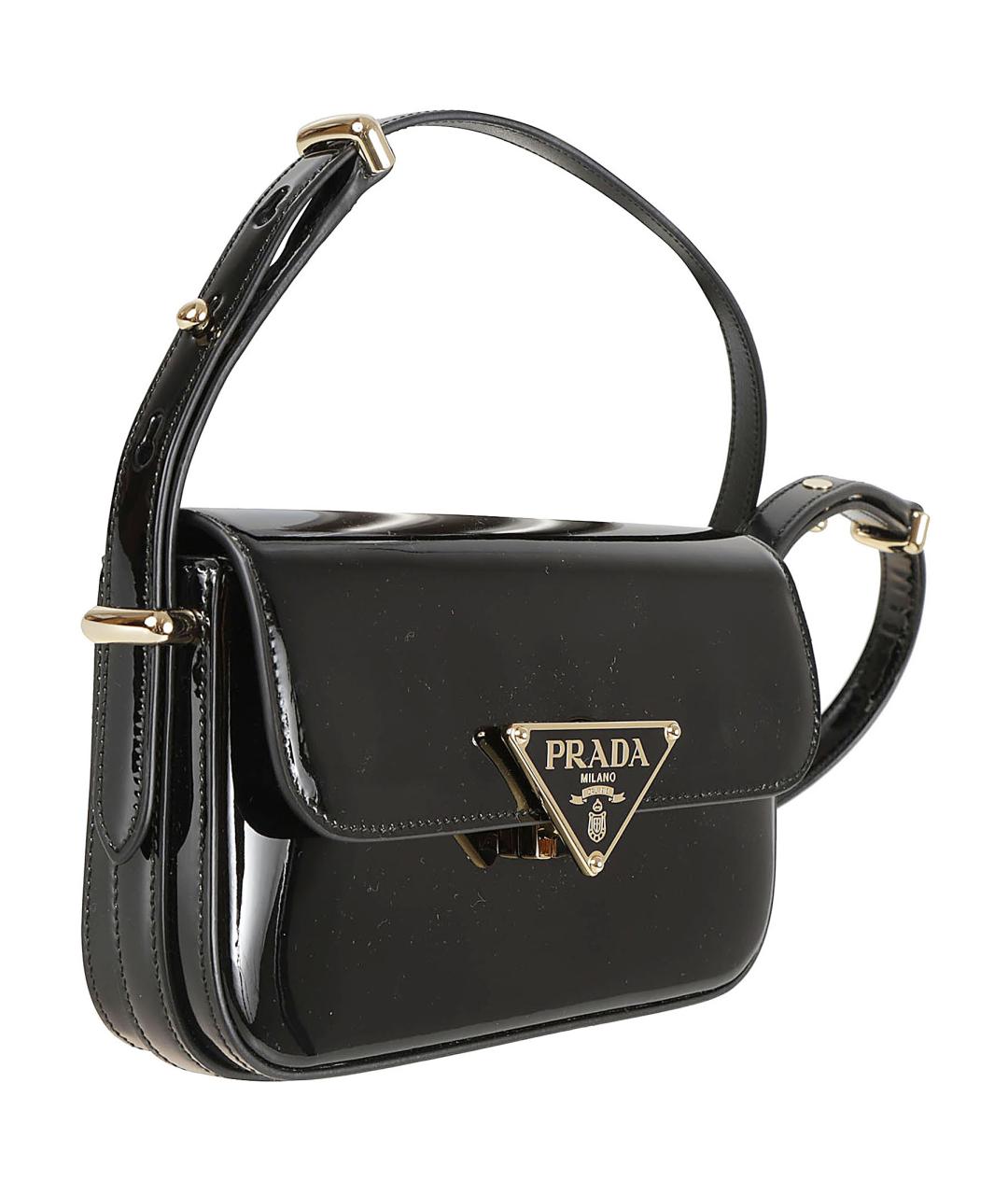 PRADA Черная сумка через плечо из лакированной кожи, фото 3