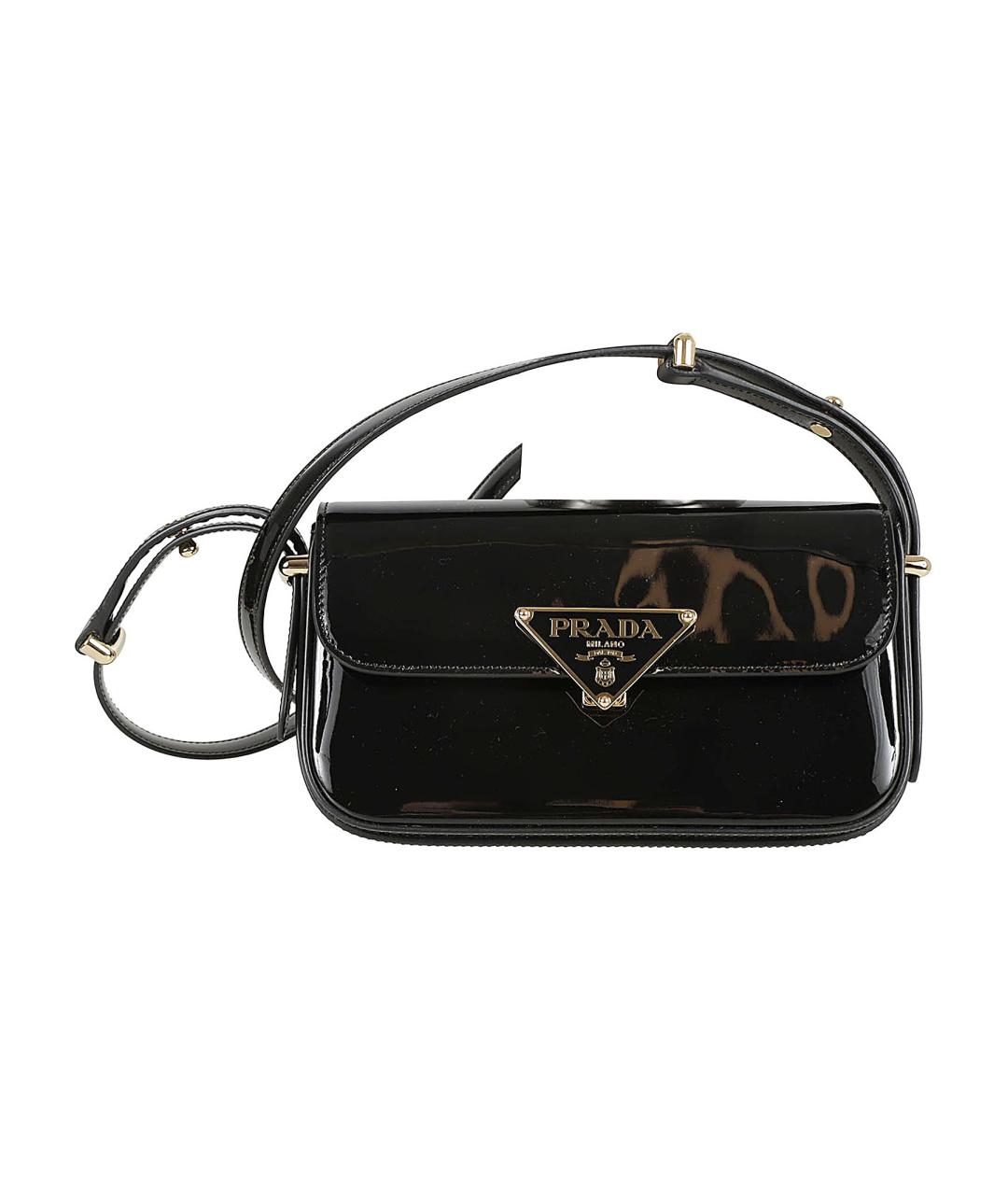 PRADA Черная сумка через плечо из лакированной кожи, фото 1
