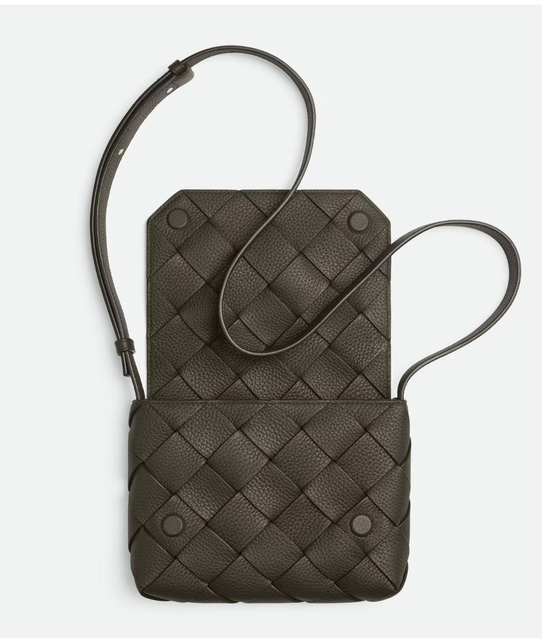 BOTTEGA VENETA Хаки кожаная сумка на плечо, фото 3