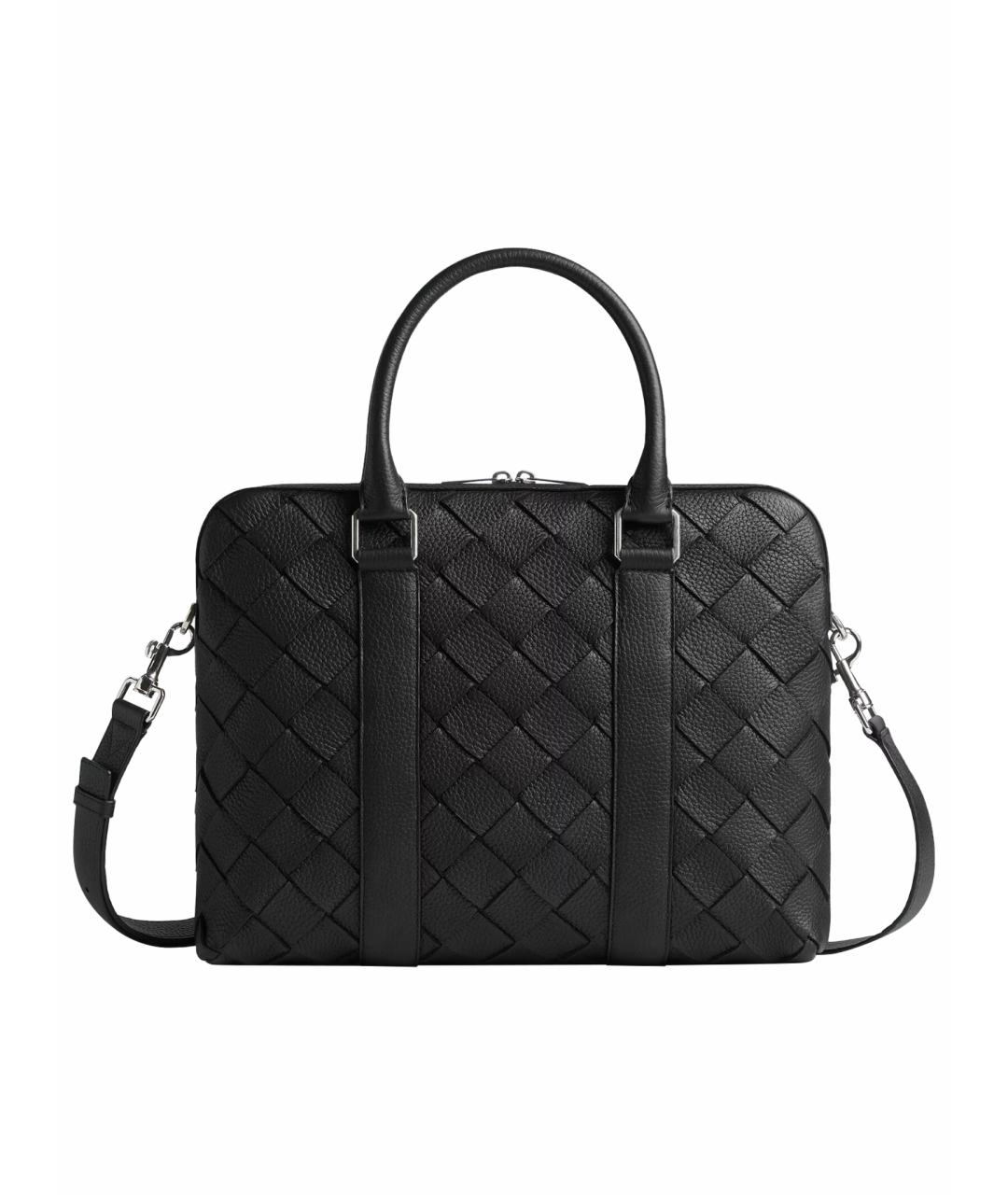 BOTTEGA VENETA Черный кожаный портфель, фото 1