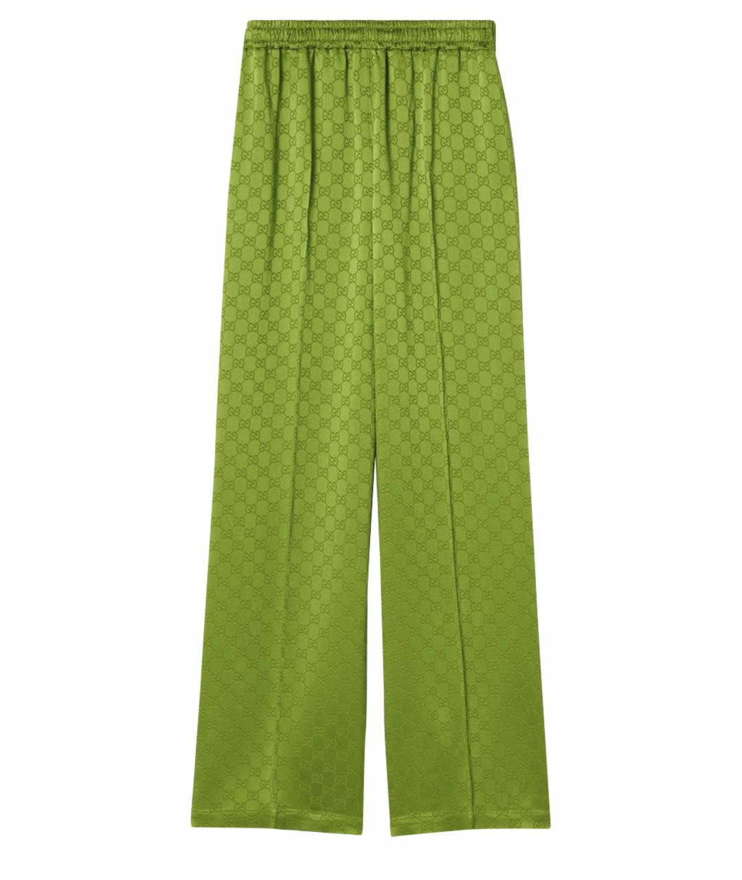 GUCCI Салатовые вискозные прямые брюки, фото 1