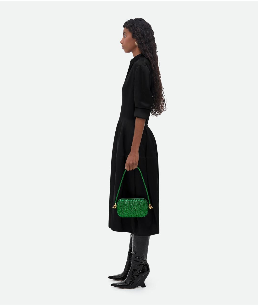 BOTTEGA VENETA Зеленая кожаная сумка через плечо, фото 4