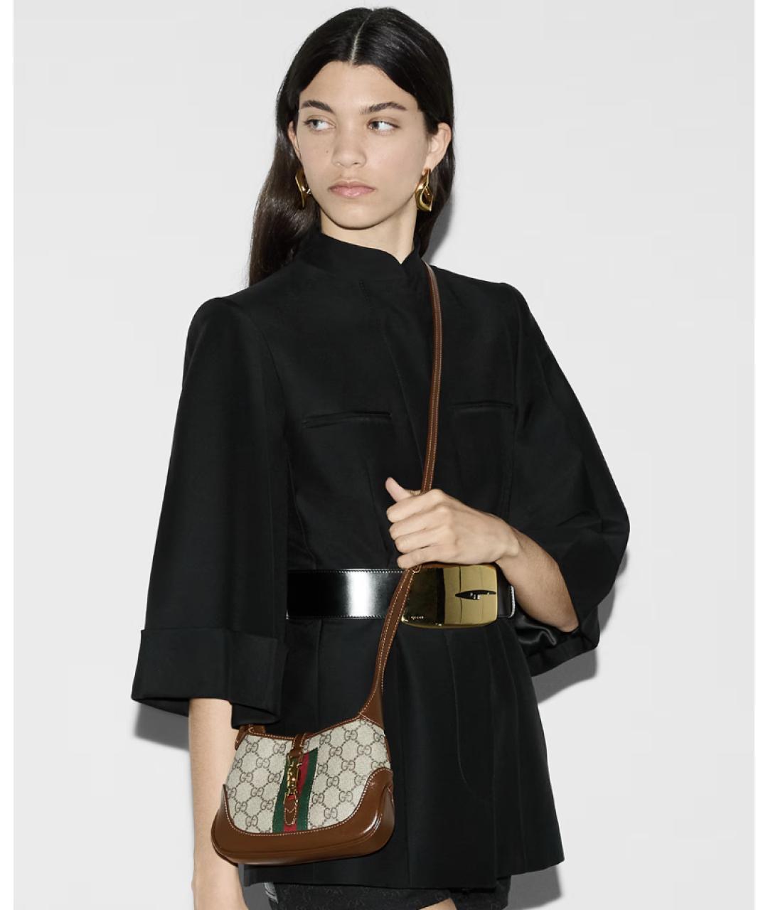 GUCCI Бежевая тканевая сумка через плечо, фото 2
