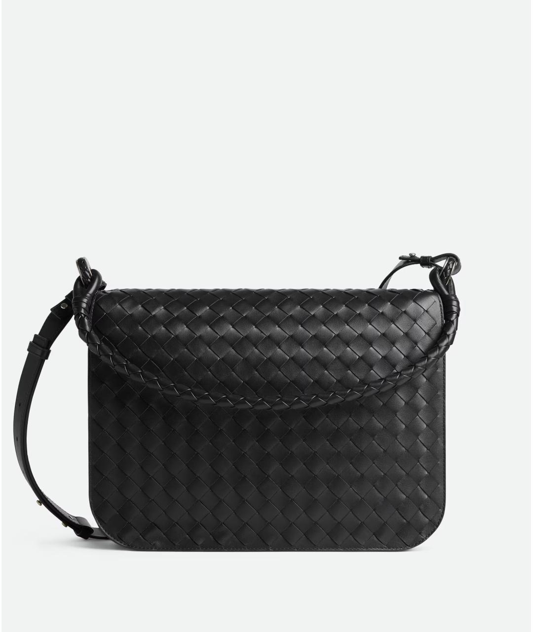 BOTTEGA VENETA Черная кожаная сумка на плечо, фото 7