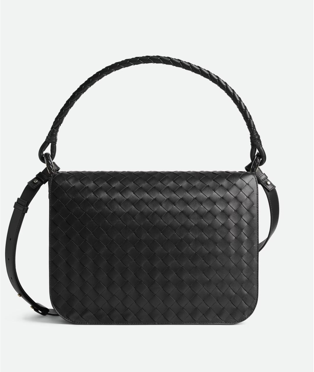 BOTTEGA VENETA Черная кожаная сумка на плечо, фото 6