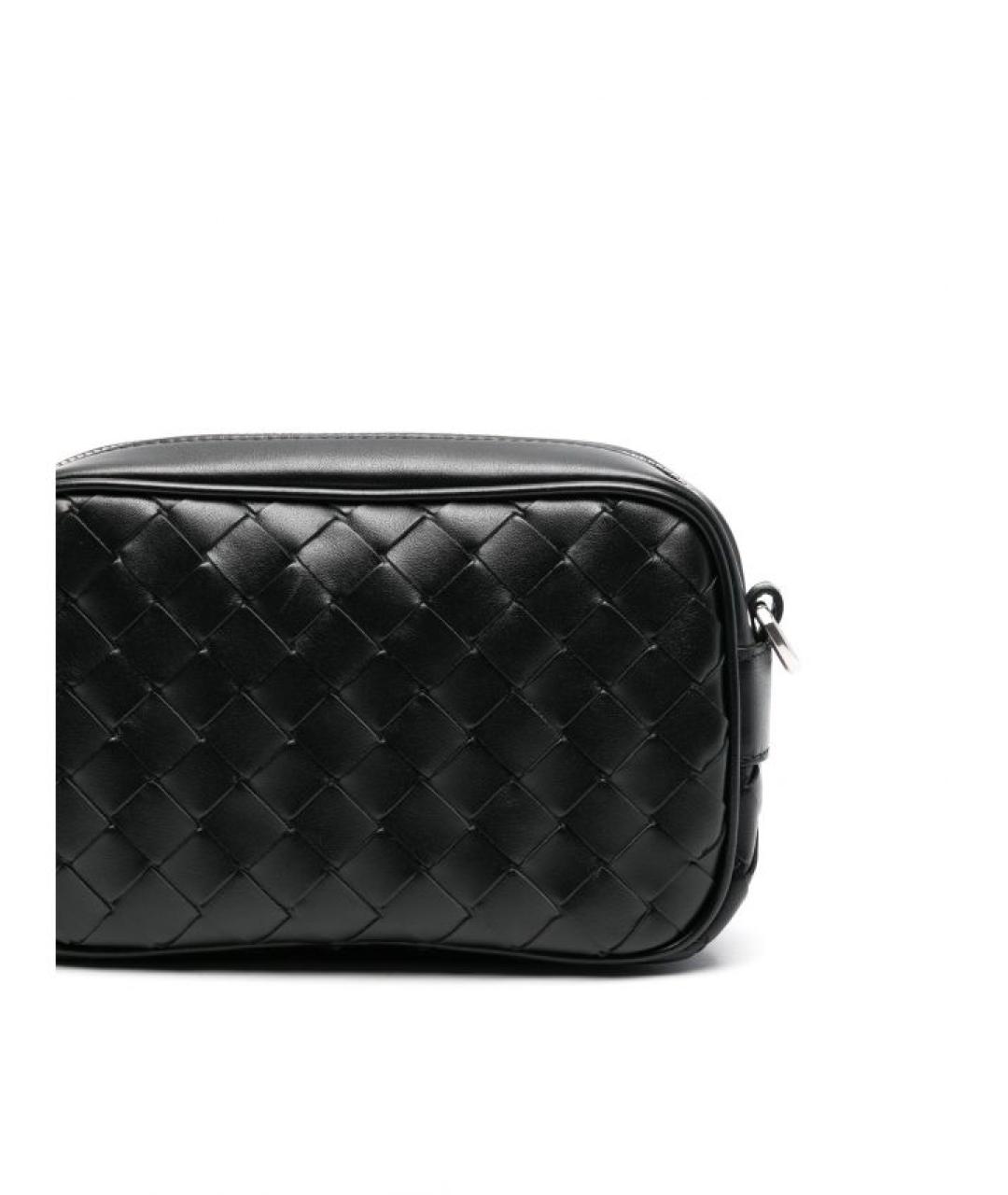 BOTTEGA VENETA Черная кожаная сумка на плечо, фото 4