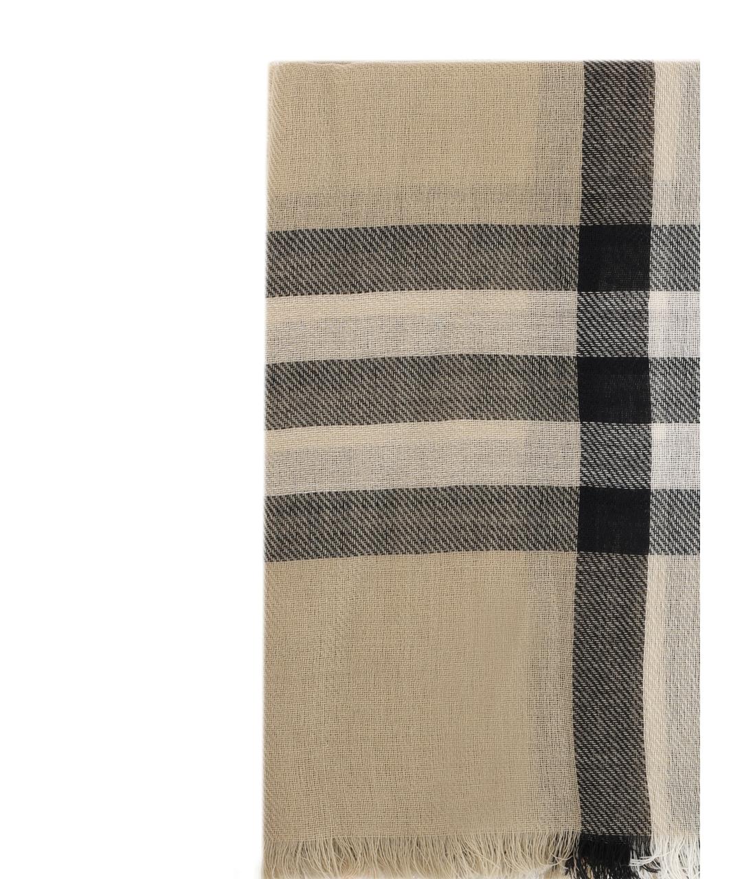 BURBERRY Бежевый шерстяной шарф, фото 3